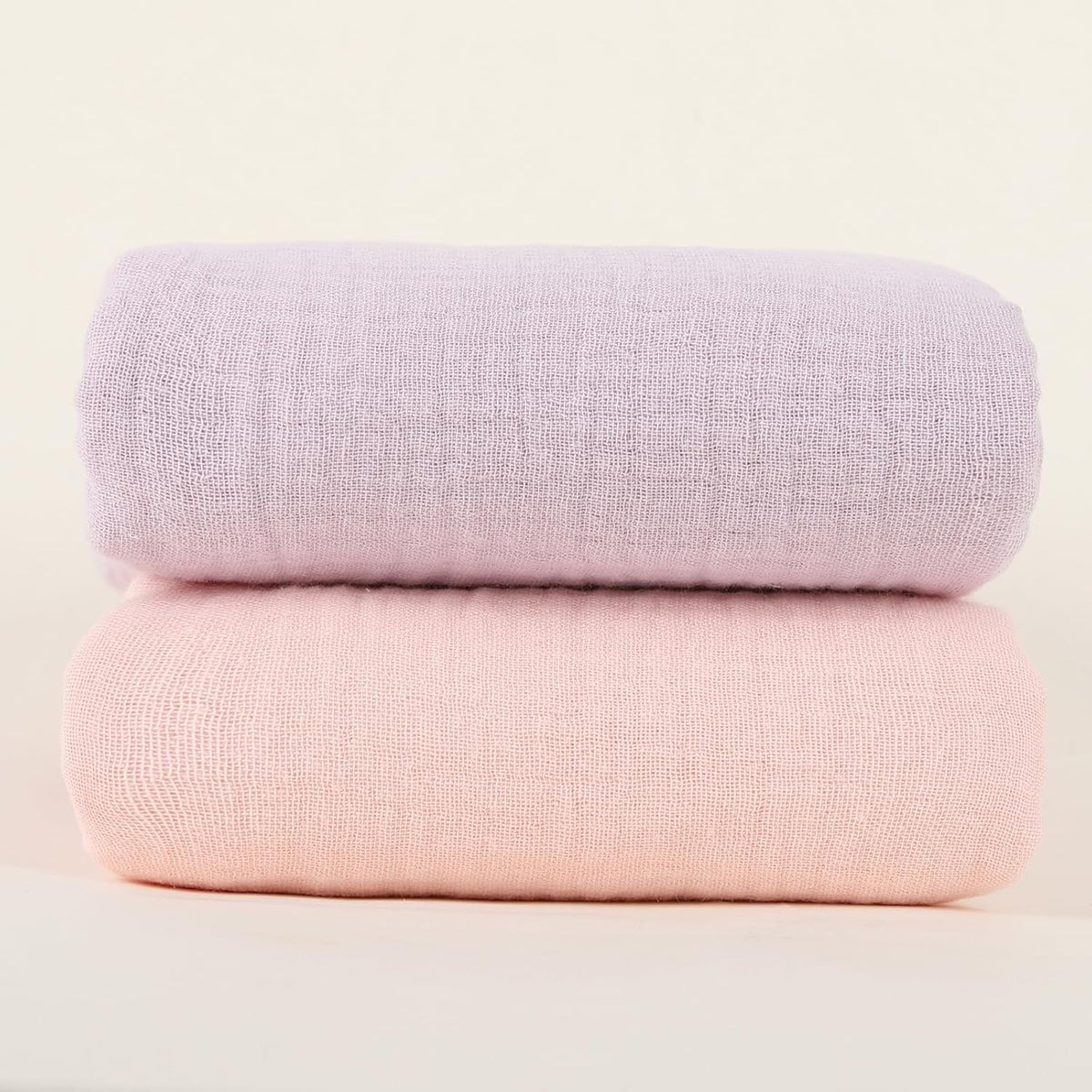 Skiennix Muslin Swaddle Blankets - Soft & Breathable 100% Cotton | 2 Pack, Large 40 x 40 Inches, Pink & Purple