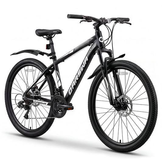 QARSWA 26 Inch Mountain Bike for Men and Women, Lightweight Aluminum Frame MTB with Dual Disc Brakes & 21-Speed Trigger Shifter, Comfort Foam Seat Adult Bicycle for Trail & Outdoor Riding,Black