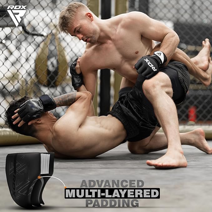RDX Groin Protector for Boxing, Muay Thai, Kickboxing and MMA Fighting, Maya Hide Leather Abdo Gear for Martial Arts Training, Men Jockstrap Abdominal Protector for Sparring, Taekwondo and Grappling