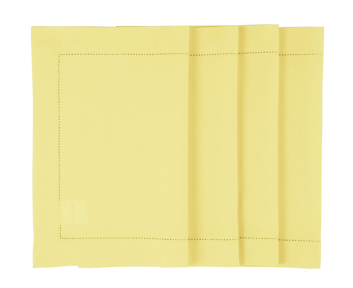 Solino Home Yellow Placemats Set of 4 - Cotton Linen Hemstitch Placemats 14 x 19 Inch for Spring, Summer, Mothers Day