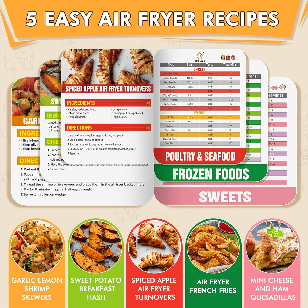 Skiennix Air Fryer Liners - 125 Pcs 8-Inch Non-Stick Parchment Paper with Cooking Guide Booklet