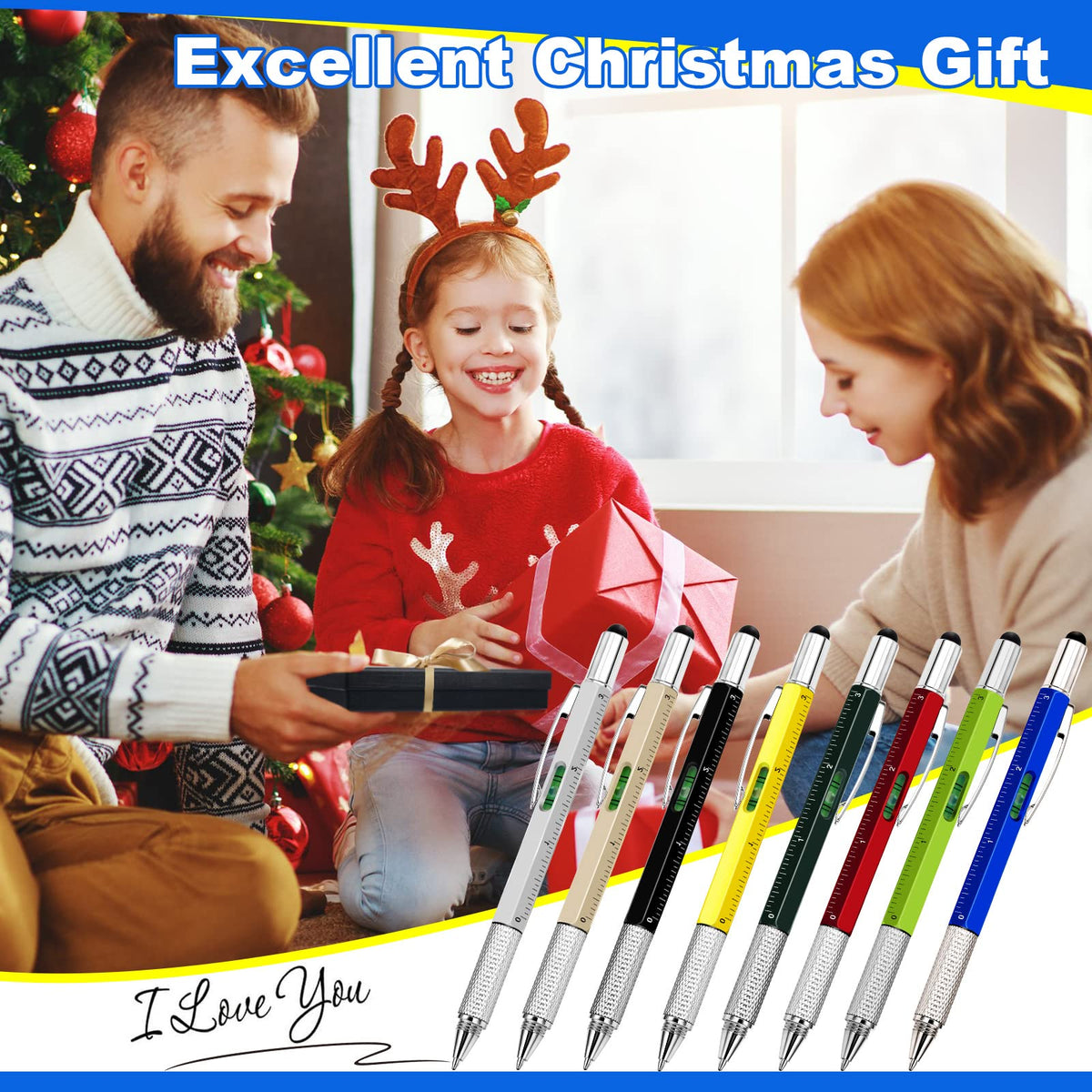 Zhanmai 72 Pcs Christmas Multitool Pen Gifts Bulk 6 in 1 Tool Pen with Level Gauge Ruler, Screwdriver, Stylus & 80 Replacement Refills, Unique Birthday Gifts for Men(Multicolor)