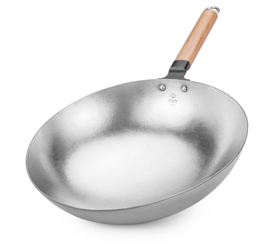 Valtcan T35 Titanium Wok Pan 14" Grade 1 Pure Titanium, 2.0mm Solid (Not Coated), PFAS-Free, No PTFE, No Chemical Coatings, 3 lbs Ultralight, Non-Stick Without Chemicals, Metal Utensil Safe