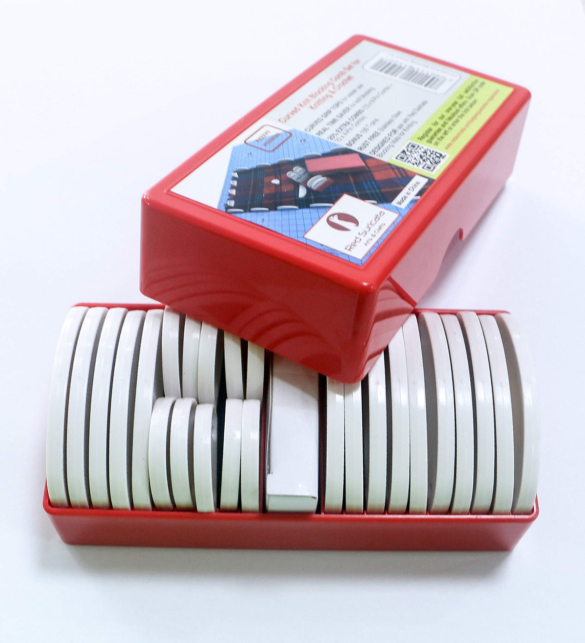 Red Suricata Curved Knit Blocking Combs Set of 25 Curved Edge Blockers for Knitting & Crochet Projects Extra 100 T pins Use with Blocking Mats - Patent Pending (25 Blockers - 2 Sizes)