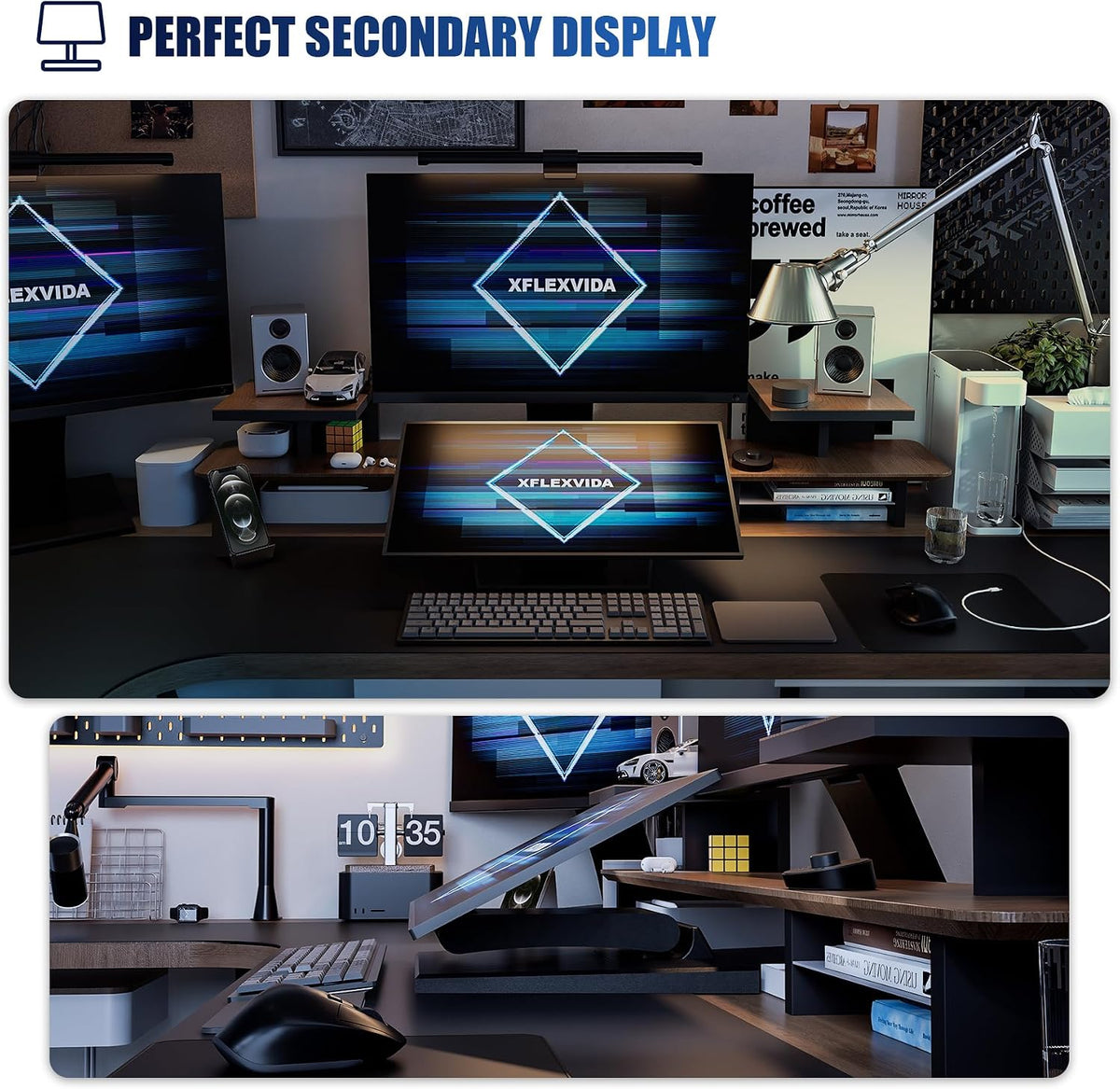 XFlexVida 1024" 75x75/100x100mm Upgraded Adjustable Folding VESA Stand for Screens Includes Extension for Recessed