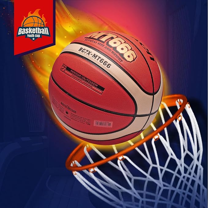 Training Soft Touch Rubber and Faux Leather Fighting Basketball, High Bounce Indoor Outdoor Basketball Gift