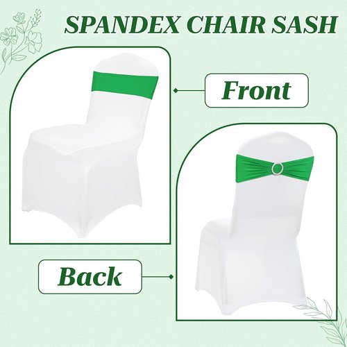 MDS Spandex Chair Sashes - Universal Fit Elastic Stretch Bands with Buckle for Weddings | Light Green, 250 Pack