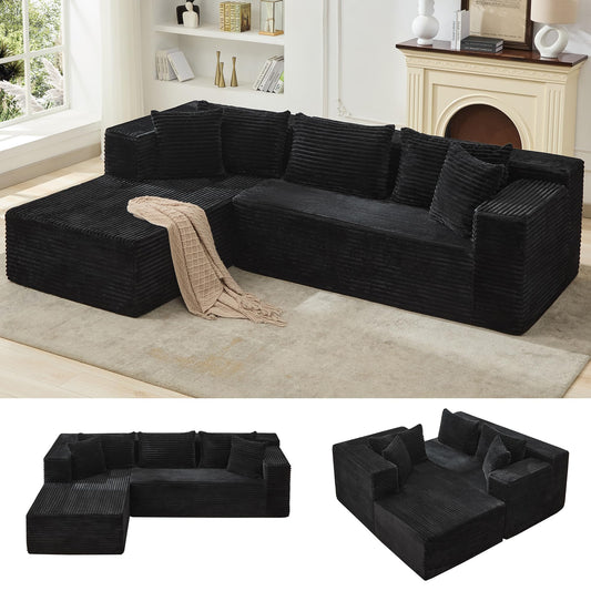 Modular Sectional Sofa Cloud Sectional Couch, 106" Comfy L Shaped Couches for Living Room,Oversized Sofa Sleeper with Deep Seat, No Assembly Required
