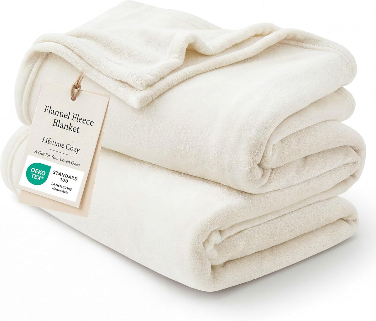 Bedsure GentleSoft Fleece Blanket - Soft, Lightweight Plush Queen Size Cream Blanket, 90x90 Inches