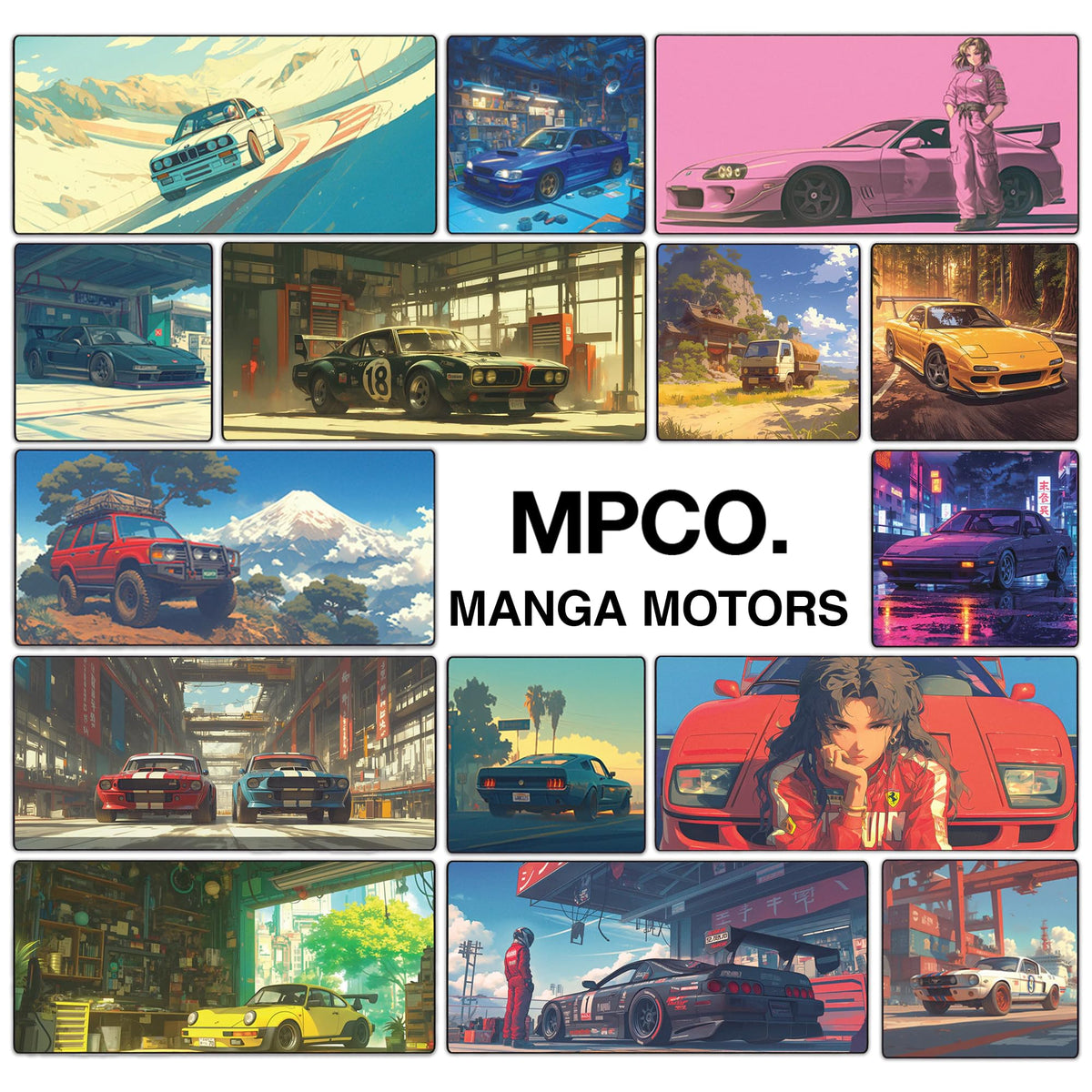 MPCO. Original Large Gaming Desk Mat – 36" x 17" Aeroglyde Manga Motors Miros-Honda Full Desk Mouse Pad for Smooth Precision – Non-Slip, Washable Extra-Large PC Mouse Pad for Gaming Sessions