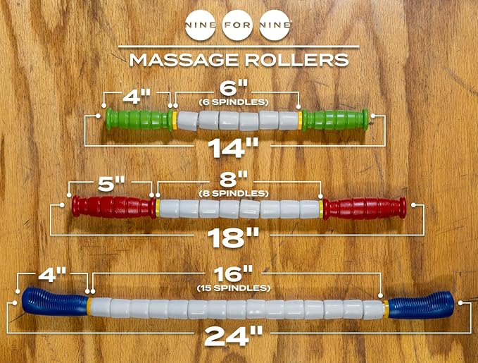 Massage Stick 14" Flexible Handheld Spindle Massage Roller - Full Body Muscle Recovery & Myofascial Release (Small - 14" Massage Stick)