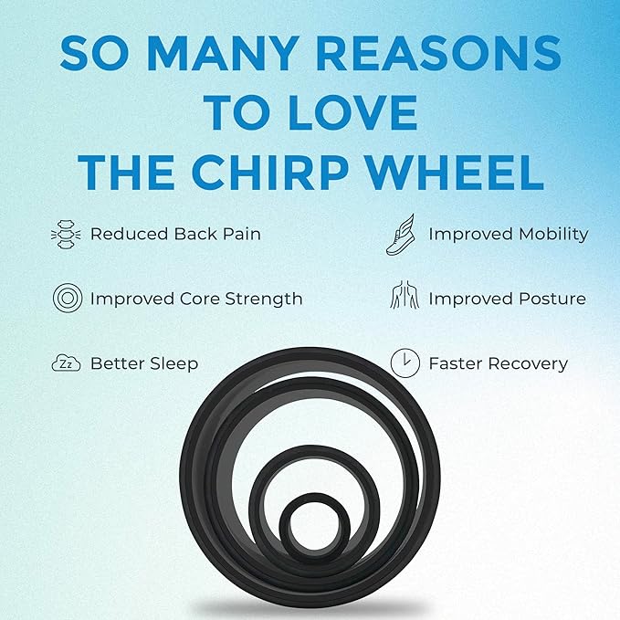 Chirp Wheel Foam Roller ??Targeted Back & Neck Relief, Lumbar Spine Stretcher, Spinal Decompression Back Stretcher, Massage Roller with Density Foam for Physical Therapy, Supports 500lbs, 4-Pack Black