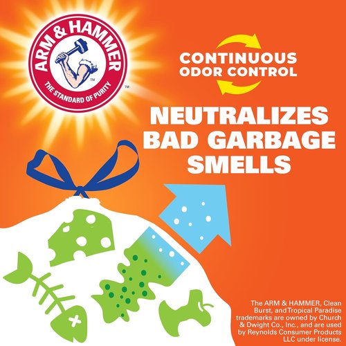 Hefty Ultra Strong 13 Gallon Trash Bags - Drawstring Closure & Odor Control | White, Lavender & Sweet Vanilla Scent, 80 Count