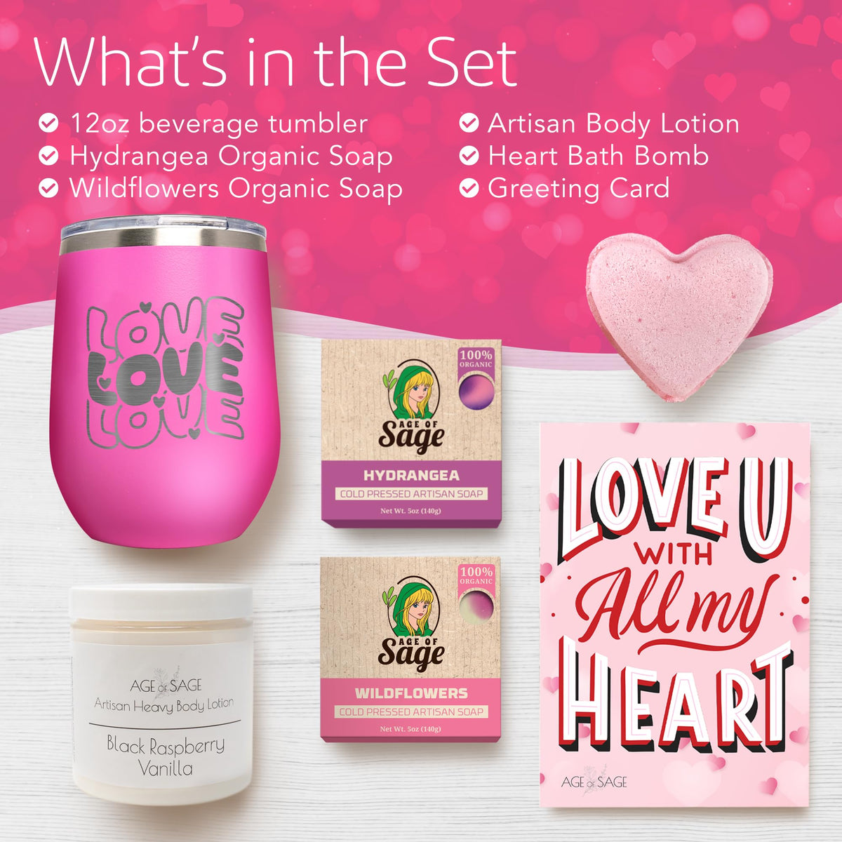 Love Spa Gift Basket for Women - Self Care Basket, Relaxation, Pampering Gift for Girlfriend, Wife, Mom, Sister, Friends - Birthday Bundles, Mothers Day, Anniversary, Valentines Day Gift Set for Her
