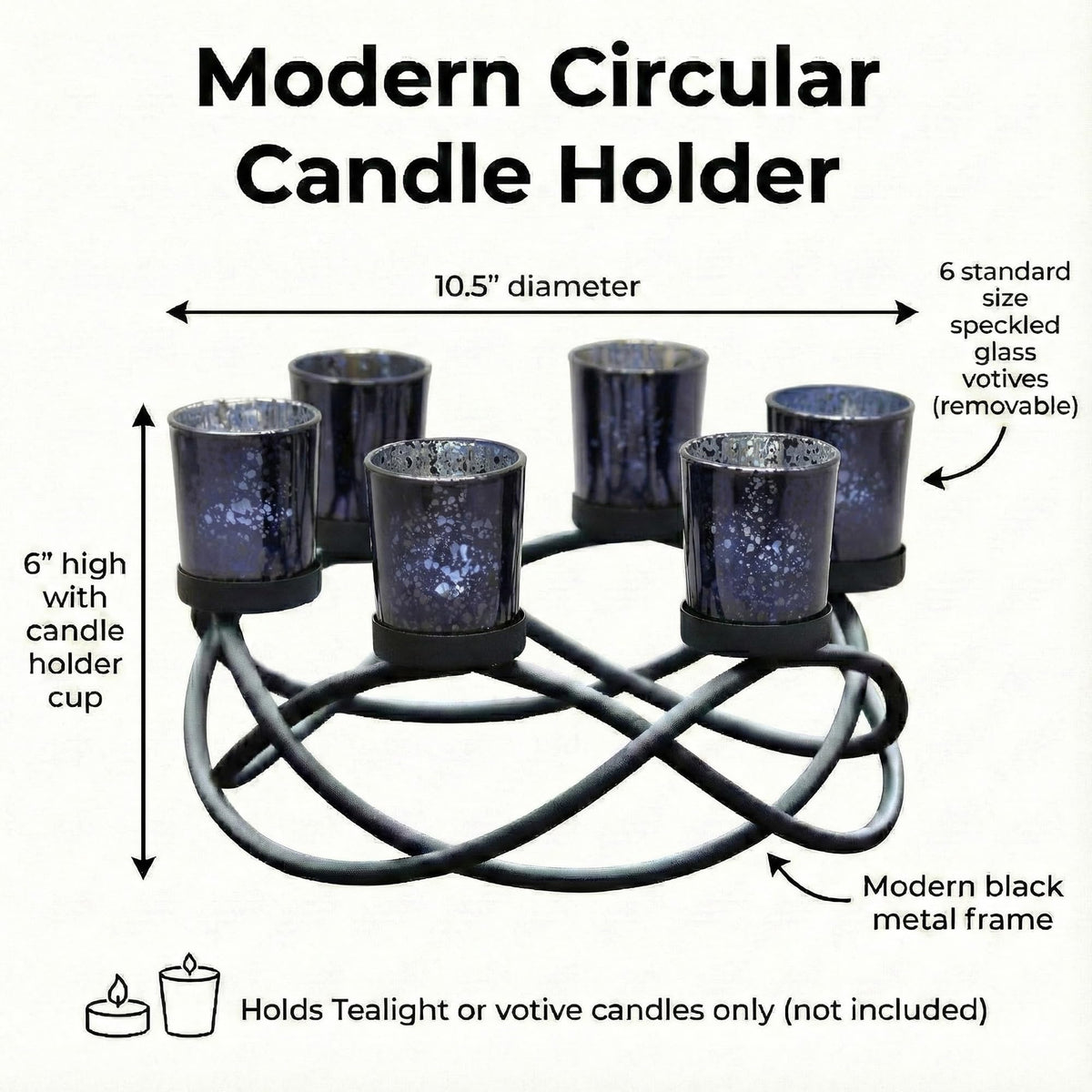 Seraphic Halloween Candle Holder Centerpiece Decoration – Black Metal Iron 6-Cup Votive Tealight Holder for Spooky Table Gothic Decor, Kitchen & Dining Room, Coffee Tables