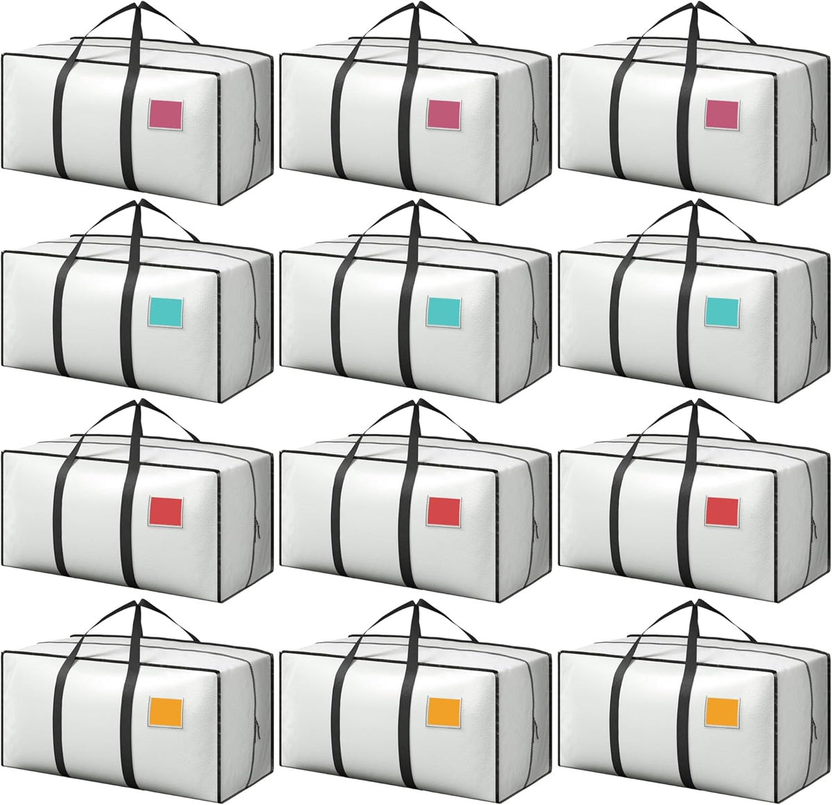 Skiennix 12 Pack Moving Bags - Extra Large 93L Heavy Duty Waterproof Storage Totes | Ideal for College Dorm & Home Organization