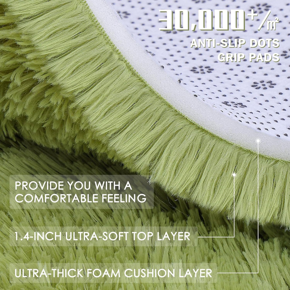 OLANLY Large Area Rug - Soft Fluffy Shaggy Carpet for Living Room & Bedroom | 8x10 Grass Green
