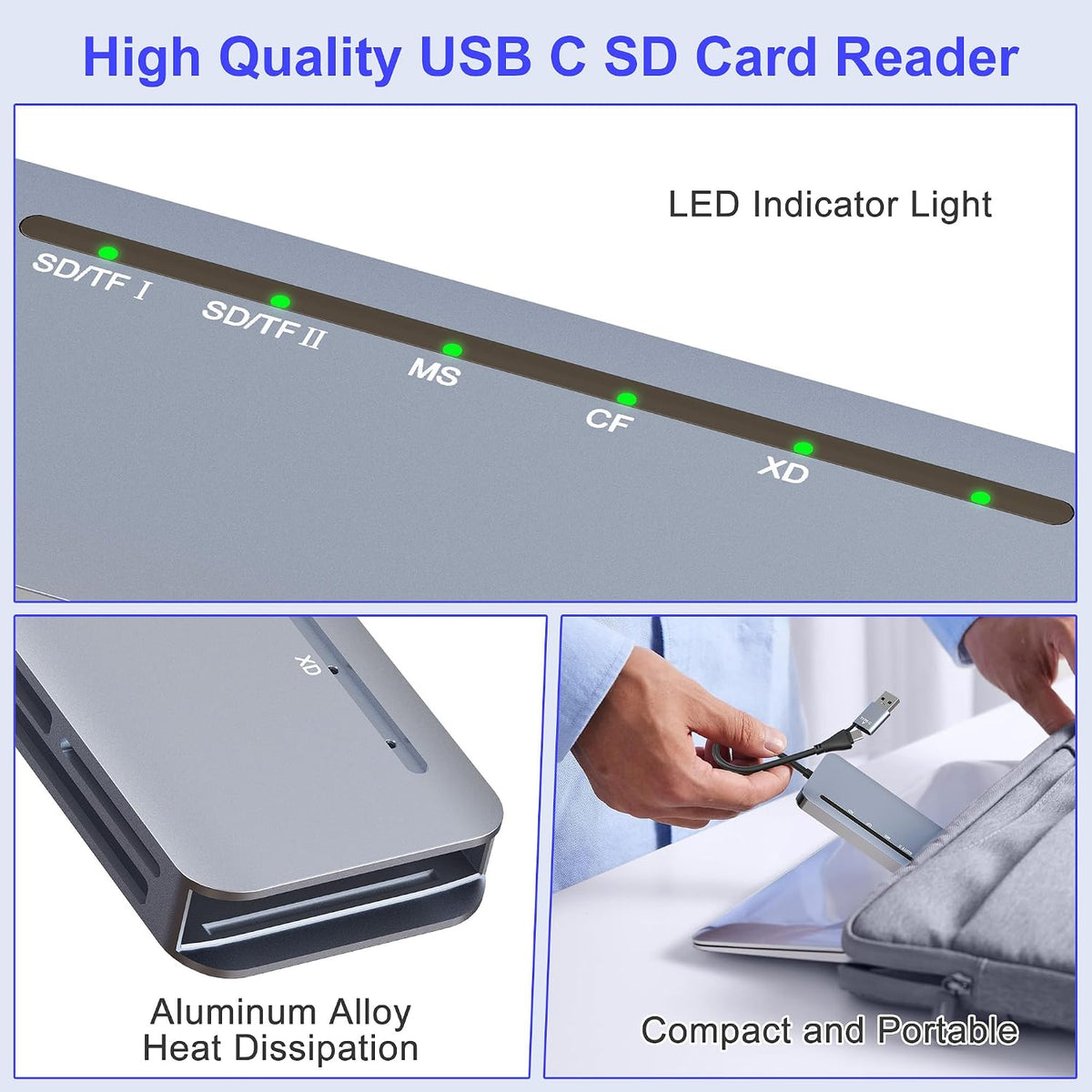 Suejezt 7 1 17/16/15, Memory Stick Pro Duo Card Reader, in USB-A/USB-C Multi Memory Card Reader for SD/TF/MS/XD/CF