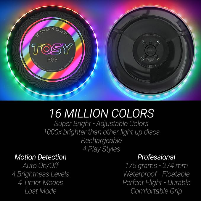 TOSY Bundle of 2 - Flying Disc 108 LEDs - RGB Black + Red