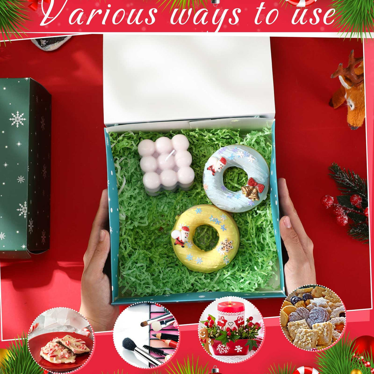 Eersida 24 Pack Christmas Gift Boxes with Lids Bulk 8 x 8 x 4 inches Gift Boxes for Christmas Presents with Bow Xmas Decorative Large Presents Boxes Empty Gift Boxes for Xmas Holiday, 12 Design