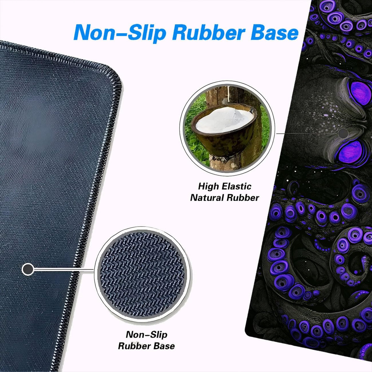 Octopus Gaming Mouse Pad, Black Purple Eye Monster Large Gaming Mouse Mat with Stitched Edges,Non-Slip Waterproof Rubber Base Mous Mat, XXL Extended Mouse Protector for Home Office, 31.5”x11.8”