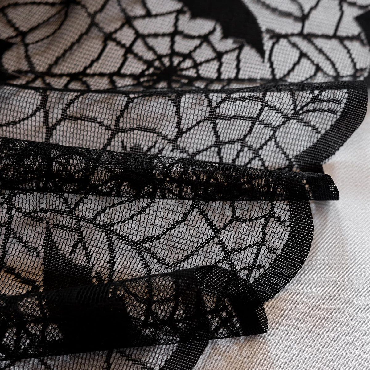 Joyfol Day Halloween Spiderweb Tablecloth, Black Lace Fabric Bats Table Cloths, Spooky Spiders Table Cover, Rectangle Tables Parties Gothic Scary Nights Decorations (60x84 Inch)