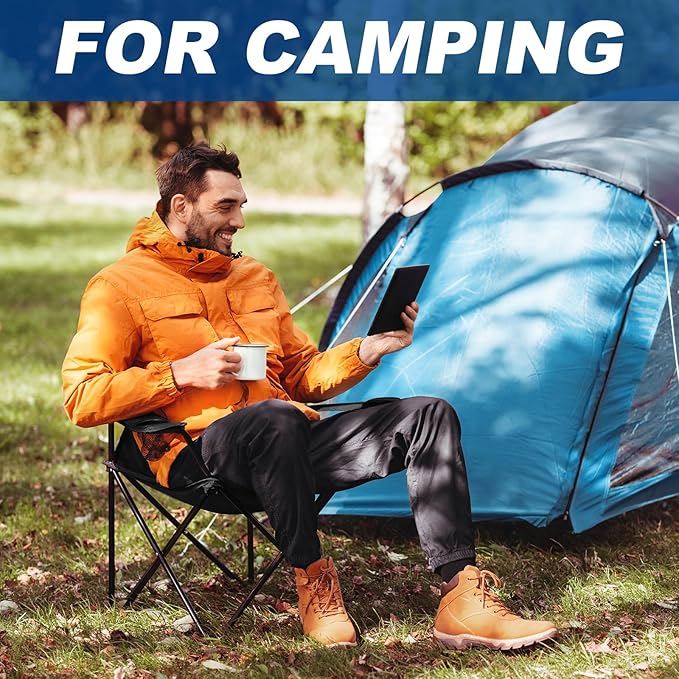 2 Pack Lightweight Camping Chairs for Adults & Teens, 250LBS Capacity Foldable Portable Chairs with Carry Bag, Compact Design for Camping, Beach, Picnics, and Outdoor Events