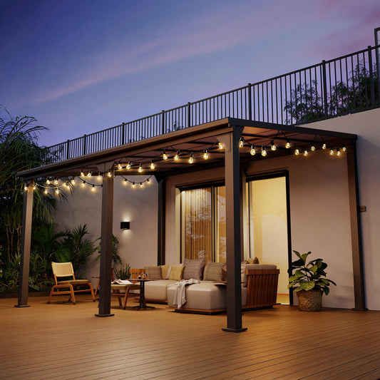 Patiopia 10 * 14FT Pergola,4 * 6 Inch Thickened Pillars & Enlarged Base,Outdoor Hardtop Lean to Gazebo,Wall Mounted Pergola,Pergolas Gazebos Clearance,Aluminum Frame Pergola,UV Resistant Patio Roof