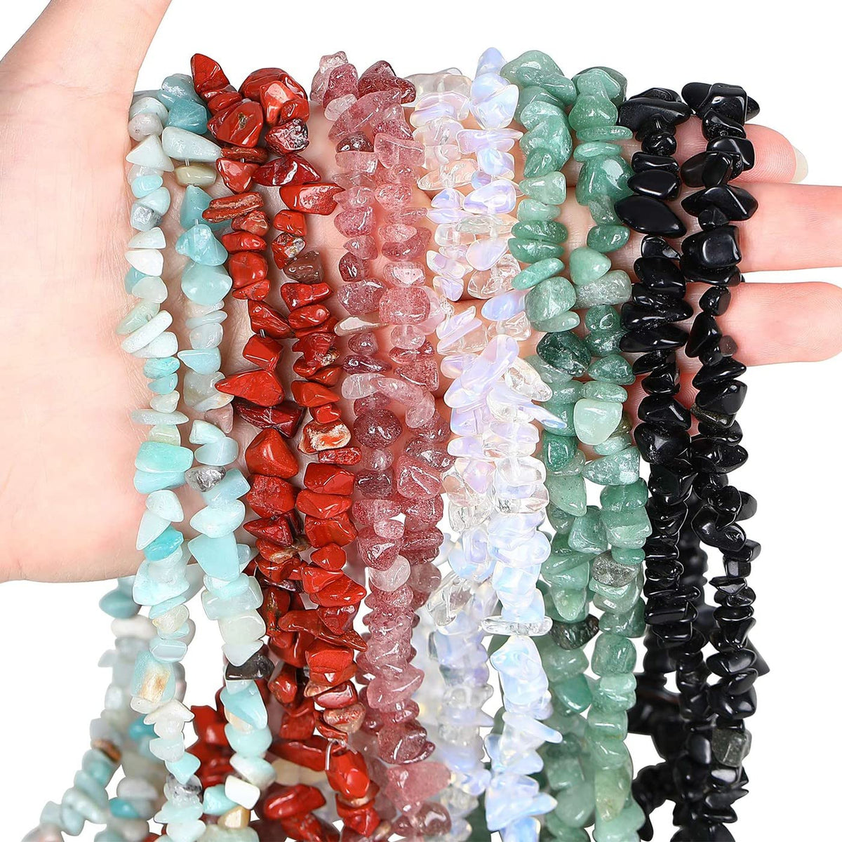 LAIDANLA Green Aventurine 400pcs Natural Chip Stone Beads 5-8mm Healing Crystal Irregular Gemstones Drilled DIY Loose Rocks Bead Crystal for Bracelet Earrings Necklace Jewelry Making Crafting
