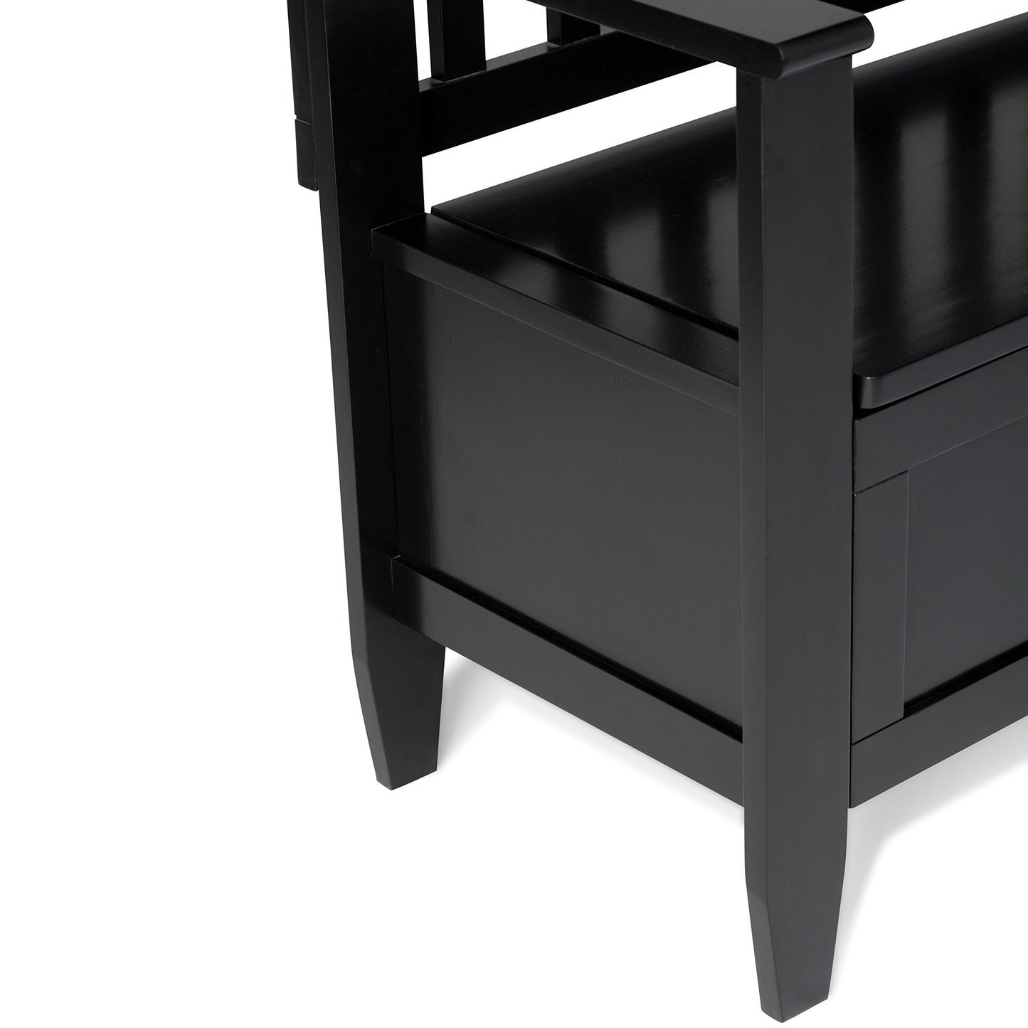 SIMPLIHOME Brooklyn Entryway Storage Bench - 48 inch Wide Solid Wood Hallway Bench in Black, Contemporary Mudroom Bench for Entry or Foyer with Lift-Up Lid and Spacious Hidden Storage