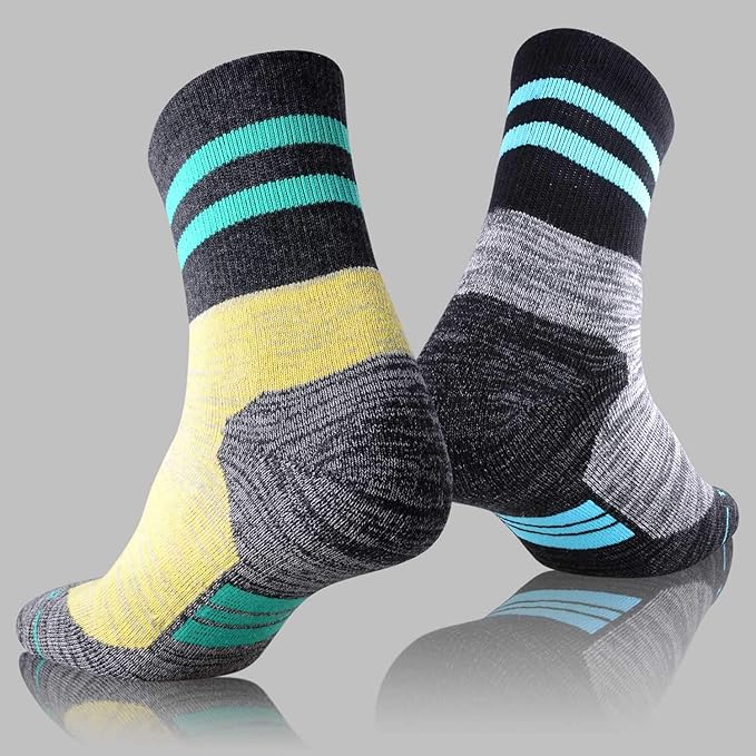 FEIDEER Women's Hiking Walking Socks, 4-Pack Outdoor Recreation Socks Wicking Cushion Crew Socks