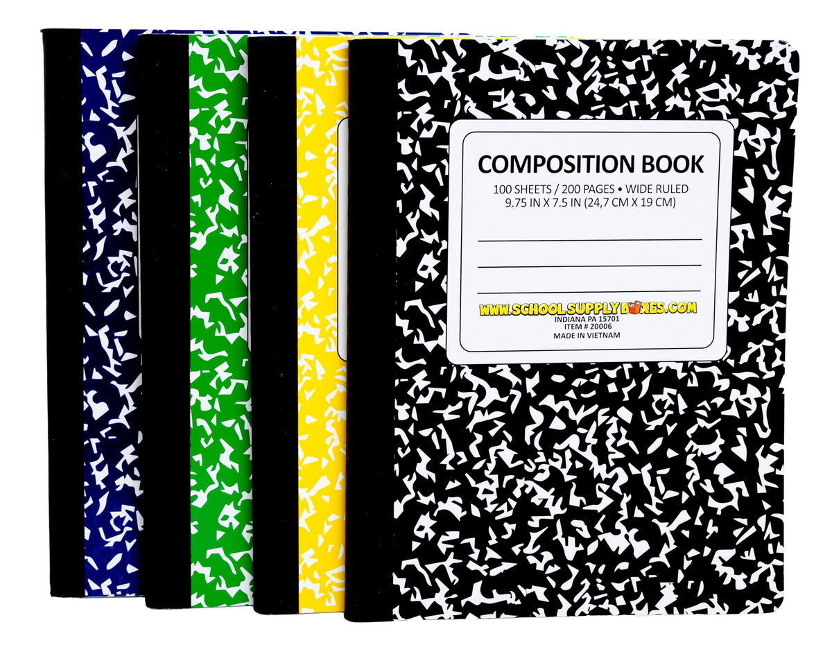 School Supply Boxes | Elementary Writing Bundle (1 Box) | Back to School Essentials Kit for Students & Teachers | Includes Wide-Ruled Filler Paper, Wide-Ruled Notebooks, 12 ct. Pens, & More