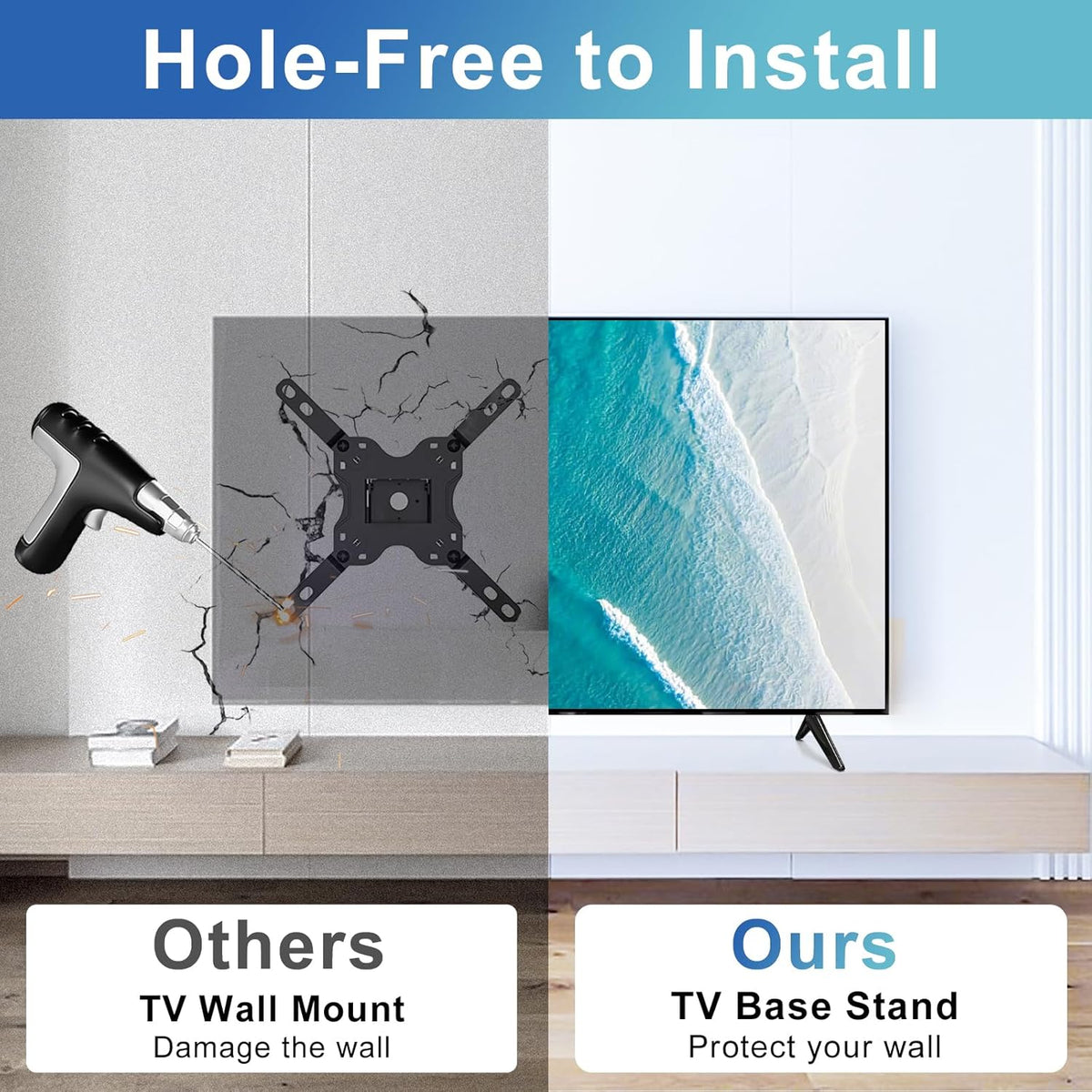 Yaotieci TV Legs for Onn Roku TV Stand Legs, Base Stand Only for Onn Roku, Please Measure The Distance Between The