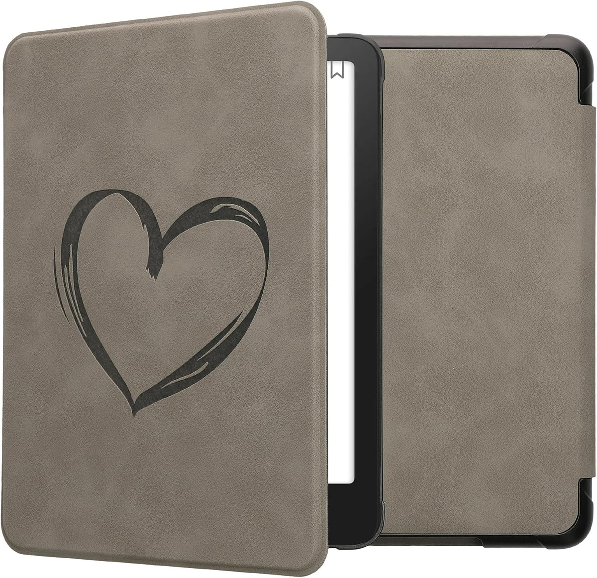 kwmobile (2024)/Colorsoft Cover Compatible with Amazon Kindle Paperwhite Cover - eReader Case - Brushed Heart Grey