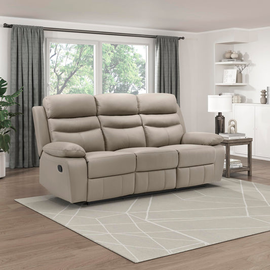Lexicon 86.5" W Manual Reclining Sofa, Top Grain Leather Match Reclining Sofa, Home Theater Seating, Wall Hugger Recliner Couch, Manual Double Recliner RV Couch for Living Room, Latte