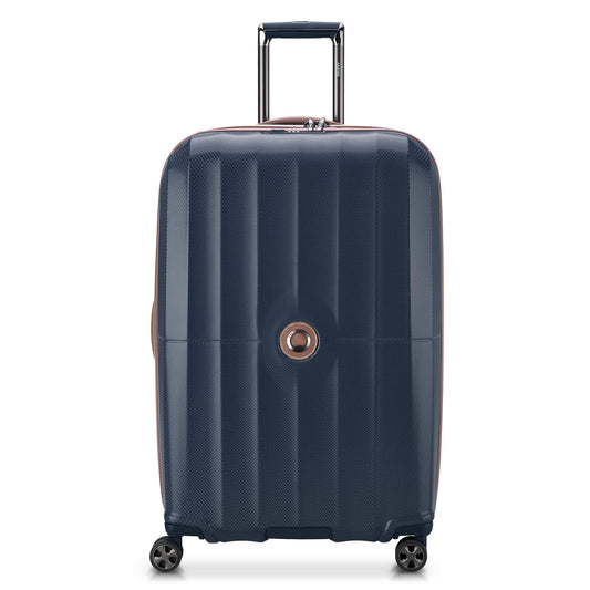 DELSEY PARIS Carrousel Hardside Expandable Luggage with Spinner Wheels, Navy, Checked-Large 28 Inch