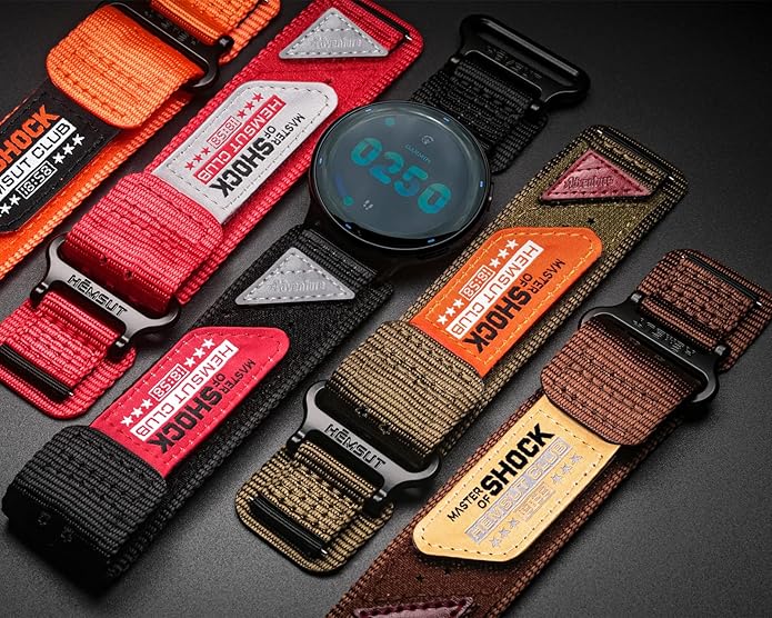 20mm Nylon Band Compatible with Garmin Vivoactive6/5/3,Forerunner 165/55/645/245 Music, 20mm Soft Nylon Replacement Strap