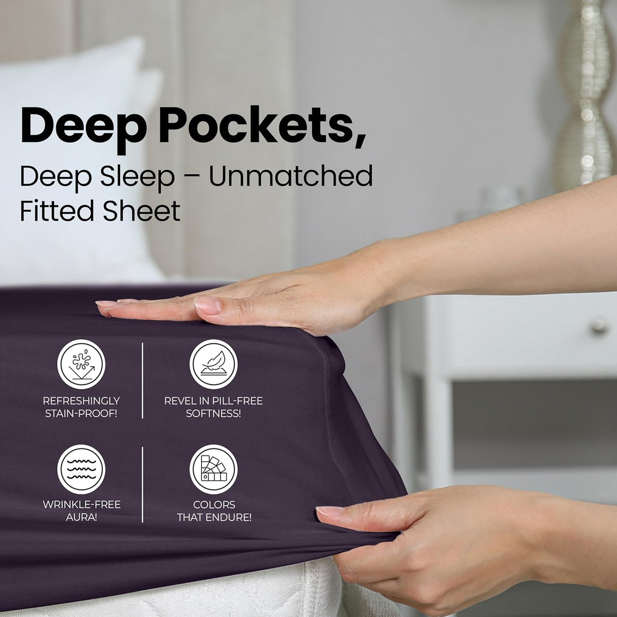 Utopia Bedding Twin Fitted Sheet - Soft Microfiber - Deep Pocket Design - Fade Resistant - Purple