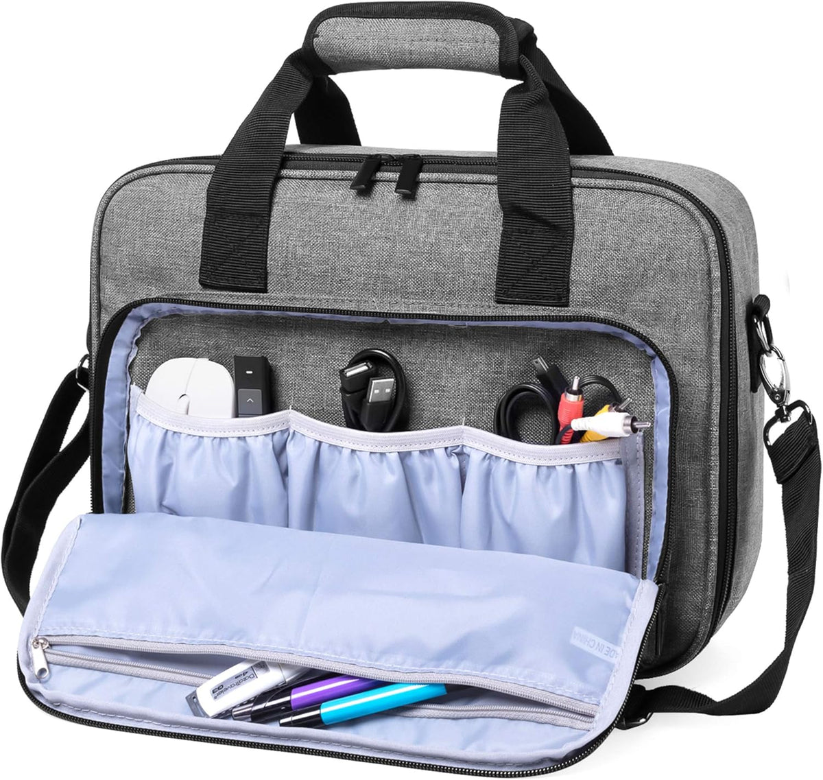 Medium(13.75 10.5 4.5 Inches), LUXJA Projector Case, Projector Bag with Accessories Storage Pockets (Compatible