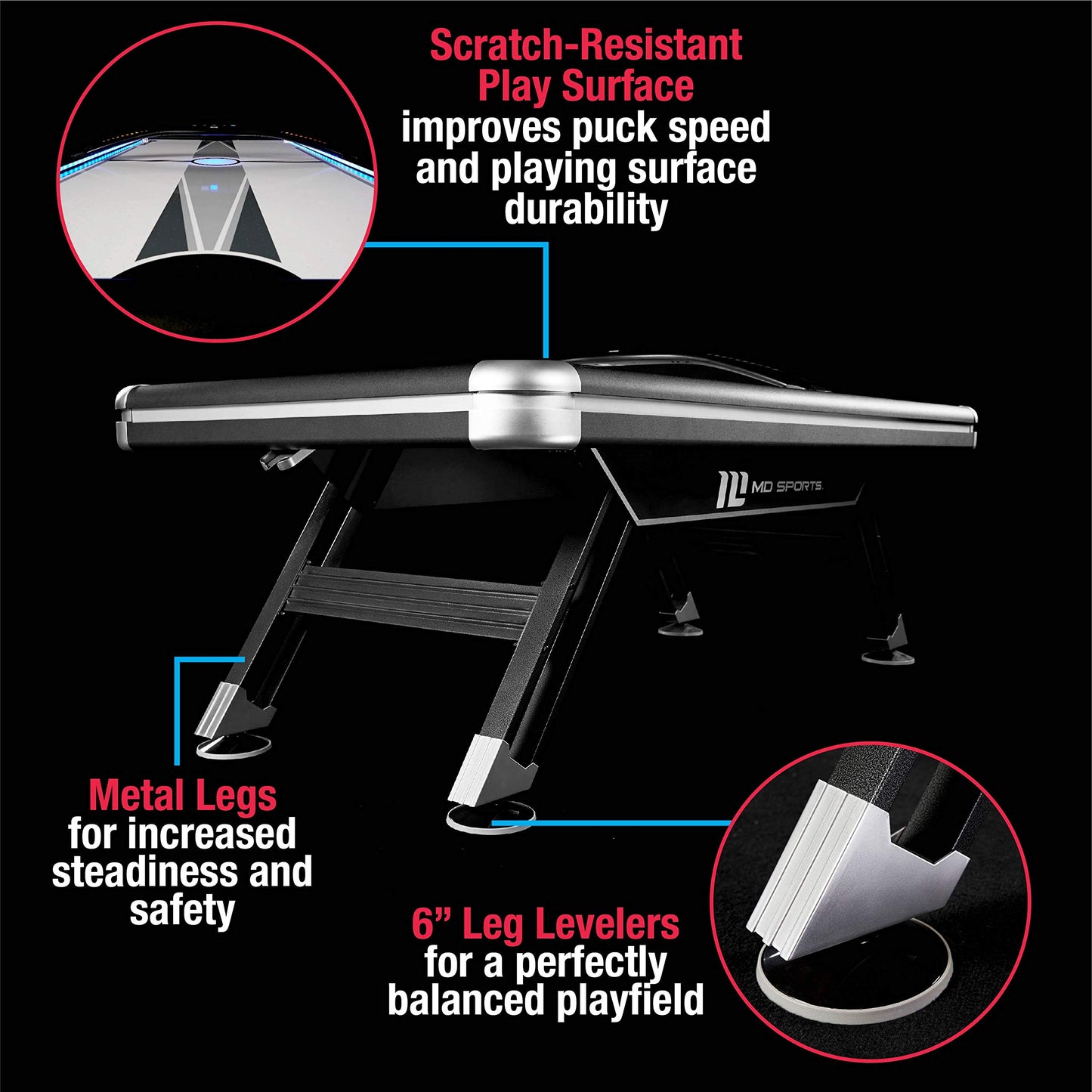 MD Sports 7.5' Titan Air Powered Hockey Overhead Score Table With Pusher and Puck Set