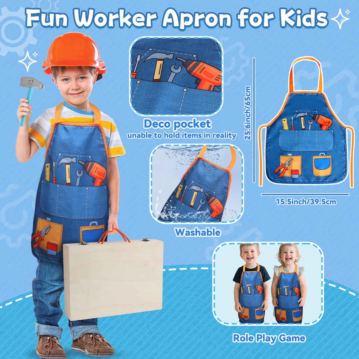 Kids Tool Set with Drill, Educational Montessori Toys for 3 Year Old Boys 44 Pcs STEM Kids Toys Wooden Toddler Tool Set with Apron & Box Birthday Gifts for 3 4 5 Year Old Boy Girl