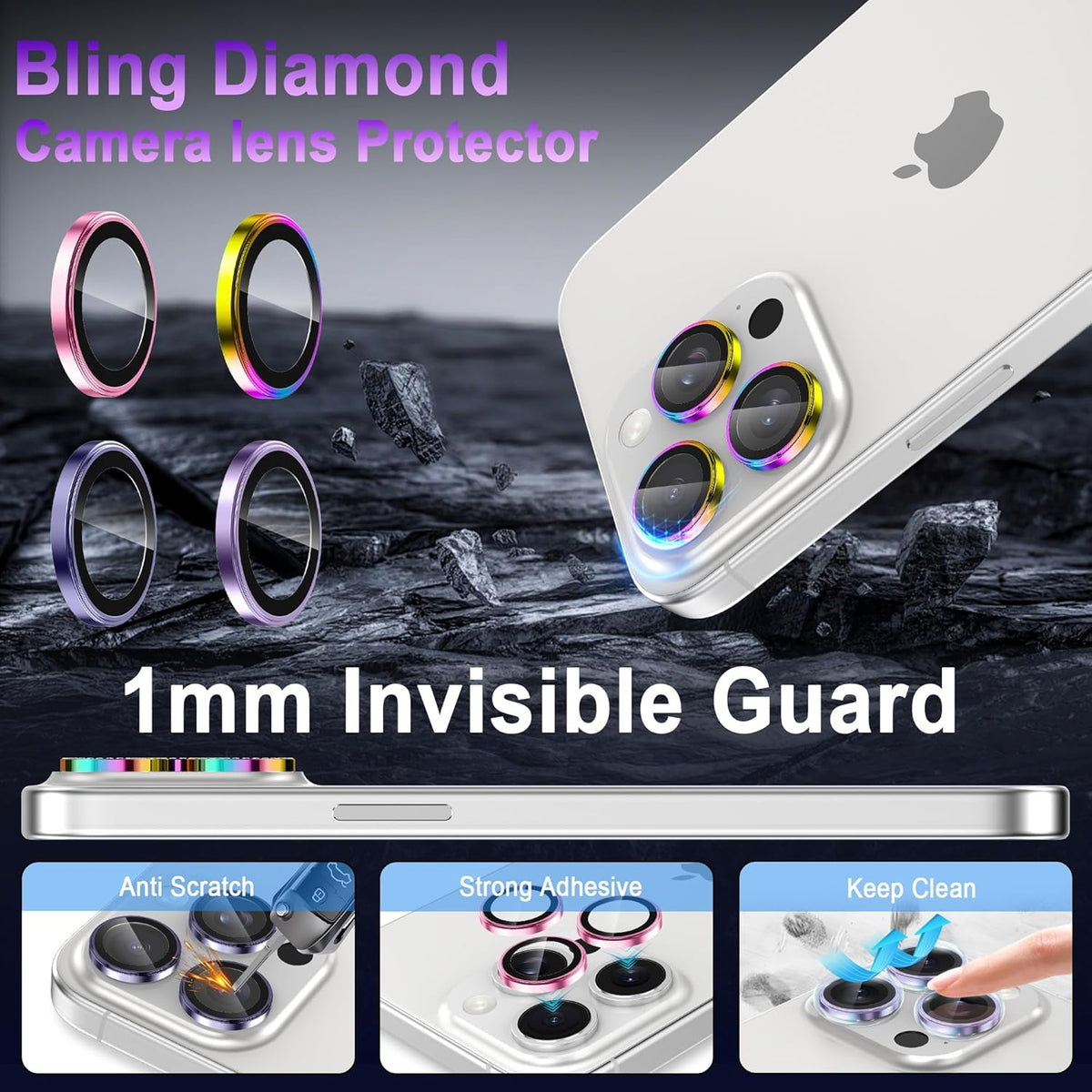 Casetego 16 16 Protector,9H for iPhone Pro Max/iPhone Pro Camera Lens Hardness,Scratch Resistant,Ultra-thin Tempered