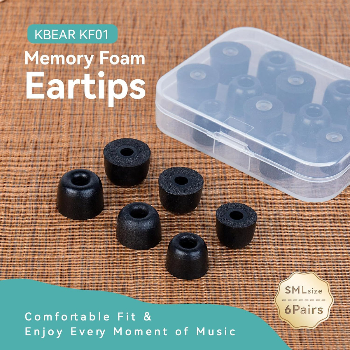 YINYOO 6 ZS10 KF01 DC02, KS1, AS16, Pairs KZ Pro Earbud Tips, KBEAR Memory Foam Noise Canceling IEM Ear tips for in ear
