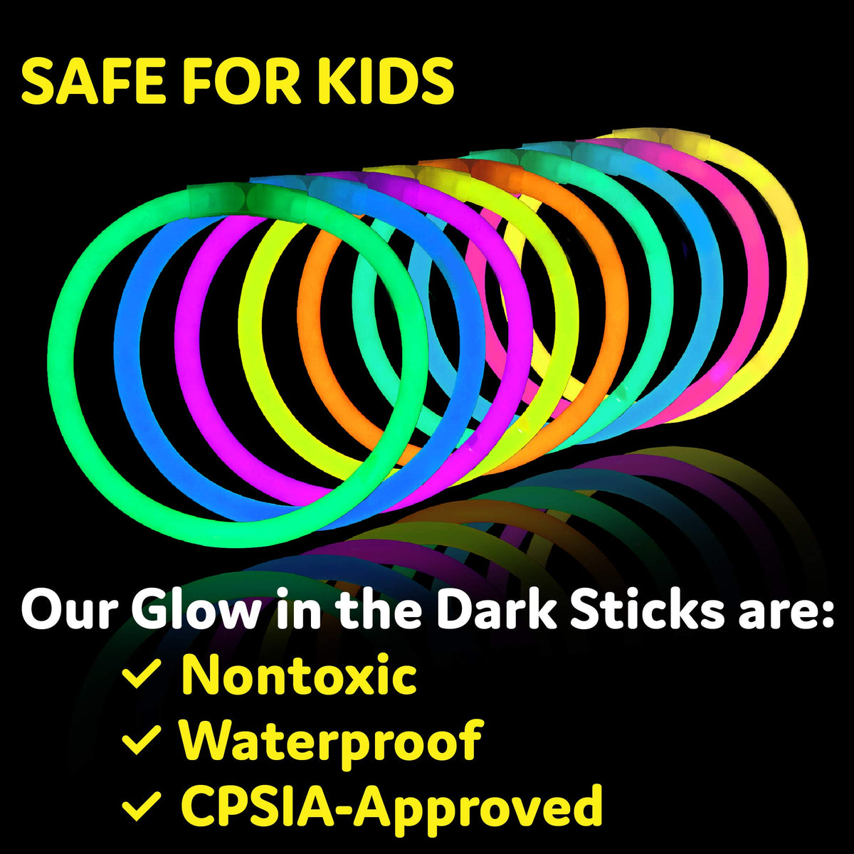 PartySticks Ultra Bright Glow Sticks Bulk Party Supplies 400 Pack - 8" Glow in the Dark Light Up Halloween Party Favors, Glow Decorations, Neon Party Necklaces and Bracelets with Connectors