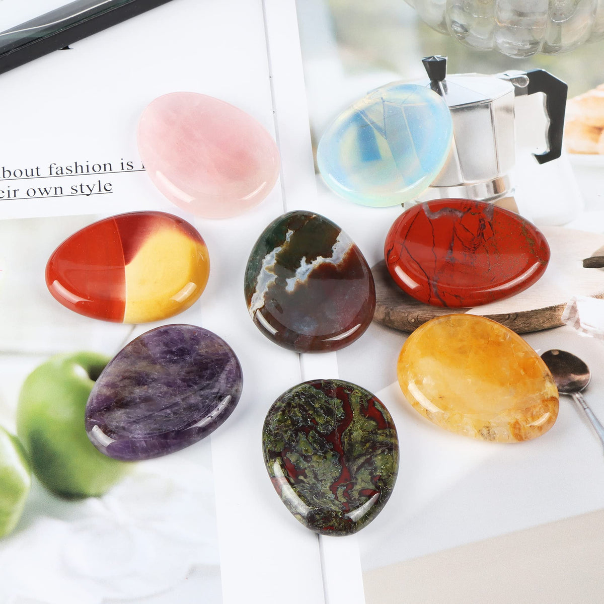 Artistone Citrine Crystal Thumb Worry Stone Hand Carved Healing Crystal Pocket Palm Stone for Meditation Reiki,Water Drop Shaped