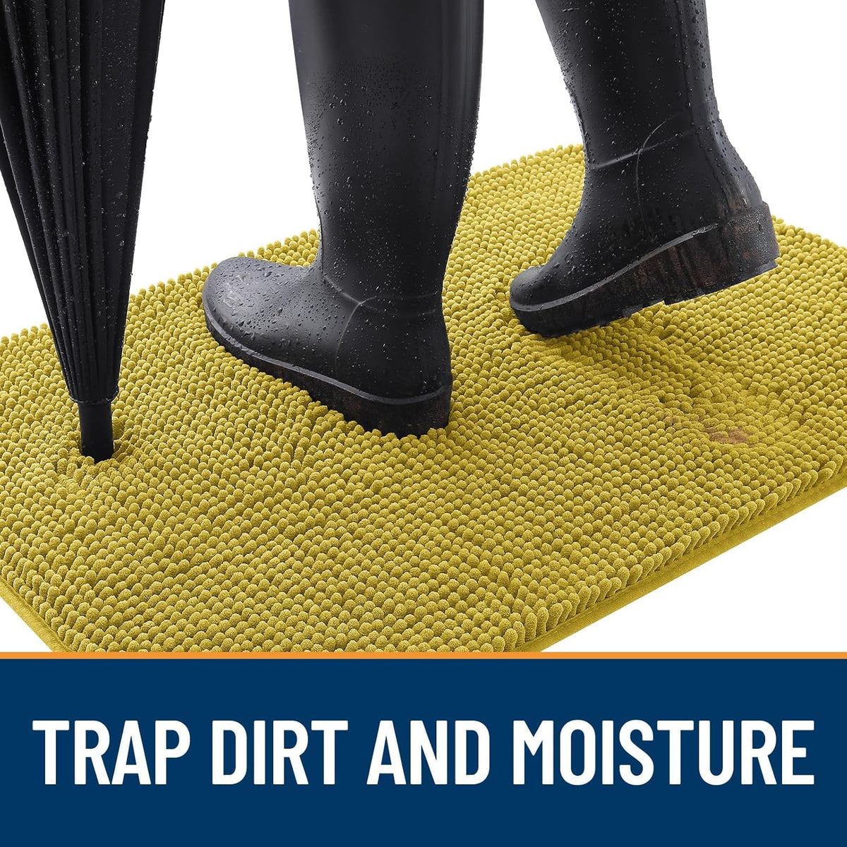 OLANLY Dog Door Mat - Absorbent Non-Slip Washable Doormat for Muddy Paws | 30x20 Mustard Yellow