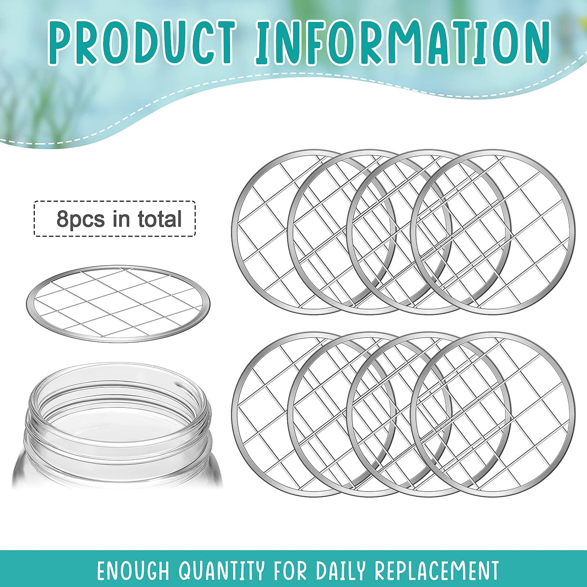 Patelai Mason Jar Frog Lid Insert Metal Flower Organizer Frog Lid Insert with Square Grids for Regular Mouth Mason Canning Jars(12 Pieces)