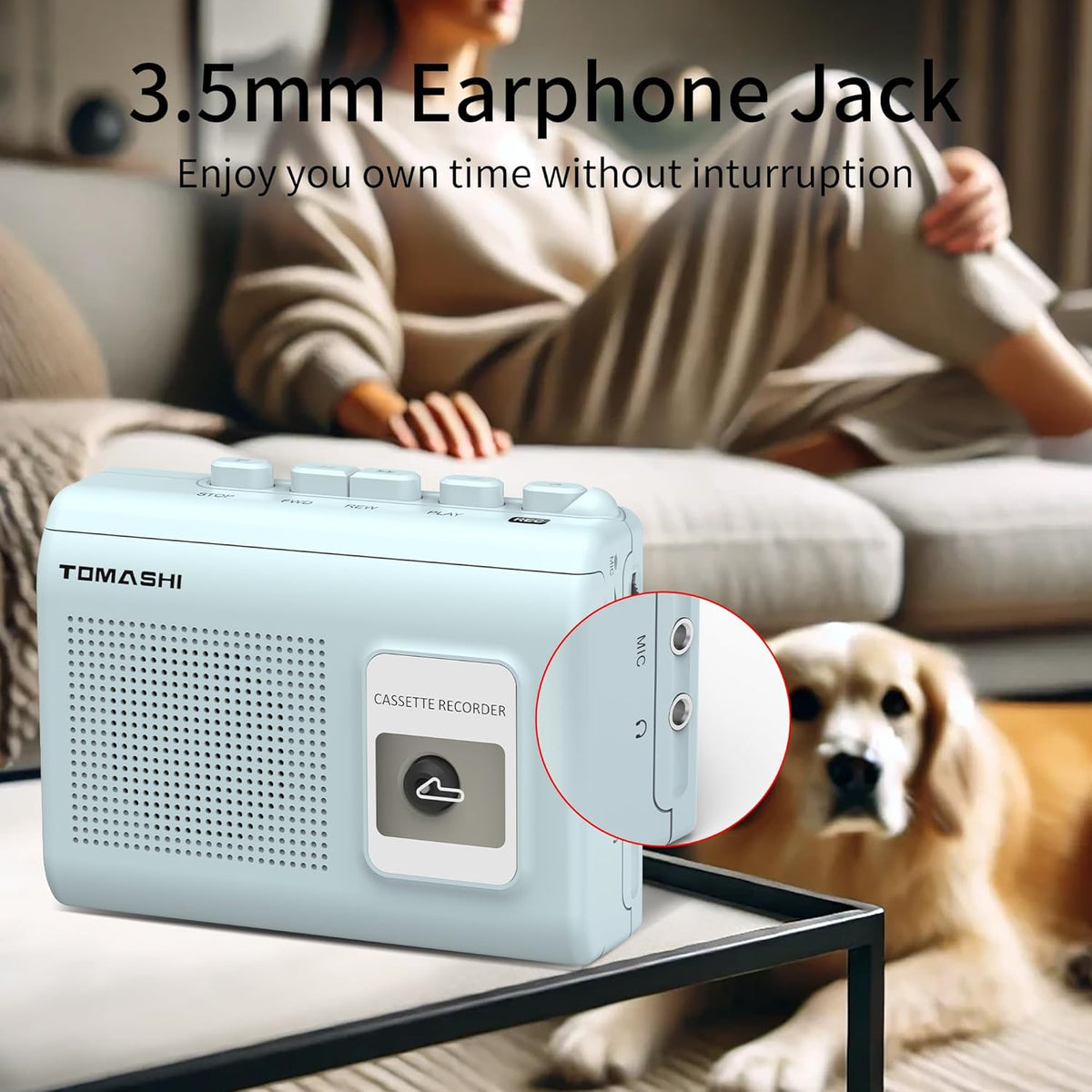 TOMASHI Cassette 4.57 3.54 1.38inch Portable Player Tape Recorder with Built-in Speaker,Microphone,Headphone Jack-, x x