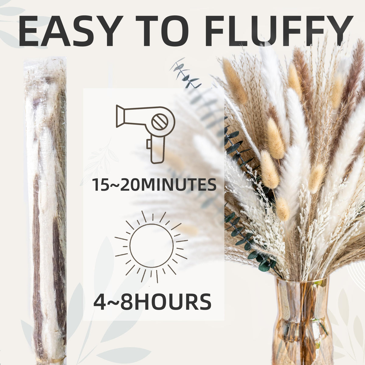 Boho Decor Bouquet - Pampas Grass and Eucalyptus Flowers Decor kit Mix Dried Flower Arrangement Home Table Rustic Farmhouse Bedroom Decor