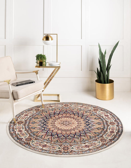 Unique Loom Narenj Collection Area Rug - Adams (10' Round Ivory/Burgundy)